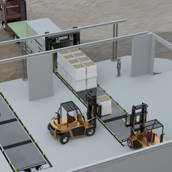 Container loading system integrated in the floor