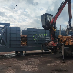 Wooden Logs Loading Of The Container